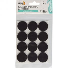 Самоклеящиеся накладки-протекторы для мебели Рыжий кот 12 шт., 28 мм, коричневый 105204 