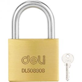 Навесной латунный замок DELI 50 мм dl508906 (автомат, 3 ключа, закаленная дужка) 119320 
