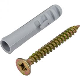 Набор для крепления ВИРТУОЗ дюбель 8х40, шуруп 5х45 потайная головка, желтый цинк, 18 шт. 00248 