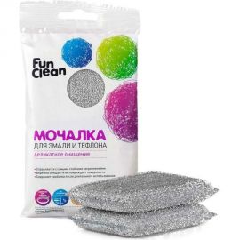 Мочалка для эмали и тефлона Fun Clean в фольгированной оплетке, 2 шт. 6403 