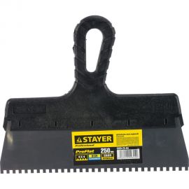 Нержавеющий зубчатый шпатель STAYER 250мм, зуб 4х4мм 1009-25-04 