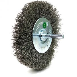 Щетка для дрели дисковая 100x20 мм, с хв-м 6 мм, гофрированная нержавеющая сталь 0.30 мм 13-186 EuroBrush EB-D100SS1 