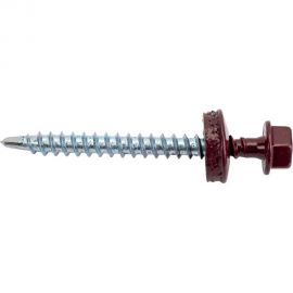 Саморезы Зубр для крепления кровельных материалов к деревянной обрешетке, цвет RAL 3005 темно-красный, оцинкованный, 4,8x50мм, 250шт 4-300315-48-050-3005 