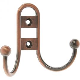 Мебельный крючок ТУНДРА KM203AC, двухрожковый, цвет медь 1866189 