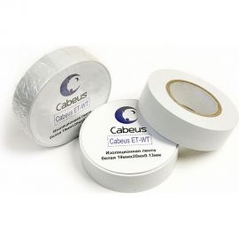 Изоляционная лента Cabeus белая, 19 мм х 20 м х 0.13 мм ET-WT 