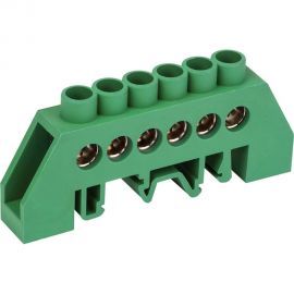 Шина PE земля в комбинированном зеленом изоляторе на DIN-рейку REXANT 6x9 мм 6 групп 11-2306 