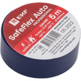 Изолента ПВХ EKF 15мм, 5м, синий серии SafeFlex Auto 10 шт. plc-iz-sfau-s 