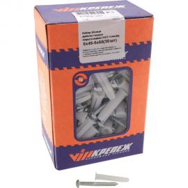 Набор VIPкрепеж белый дюбель 8х45 + шуруп 5х50 п/гол. оцинк. 90/90 шт 41504 VIP 