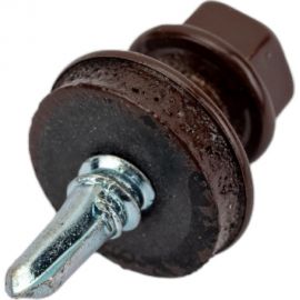 Саморез Невский Крепеж КР RAL 8017 коричневый, св., 4,8x19, 32 шт. 931416 