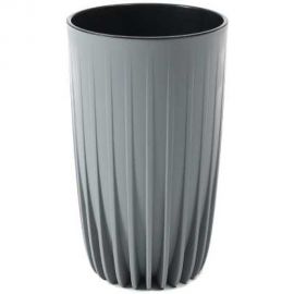 Кашпо LAMELA Sp.z o. 983 MIRA высокое, с вкладышем, диаметр 30 см, высота 515 мм, серое 069451 