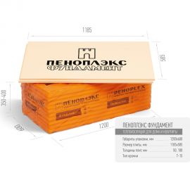 Экструдированный пенополистирол PENOPLEX Фундамент 50x585x1185 мм, упаковка 7 шт. TU0-0001956 