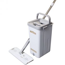 Швабра с отжимом и ведром premium м (10 л) белое ZETTER HOME202105-3-white 