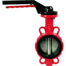 Поворотный затвор DYARM -ZP-080-16-G-G-E-HT (красный), DN080, PN16, межфланцевый/корпус GGG40/диск GGG40/уплотнение EPDM HT, с ручкой 4687203188269 