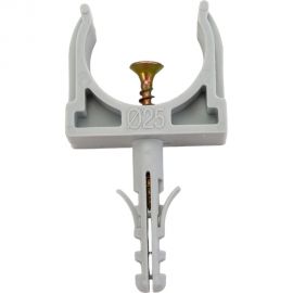 Крепеж-клипса с дюбелем и саморезом Промрукав серая, д25, 10 шт PR13.0309 