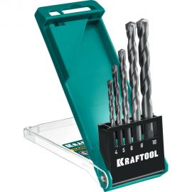 Набор сверл по по твёрдым материалам KRAFTOOL Hard 5 шт, 4-5-6-8-10 мм 29177-H5 