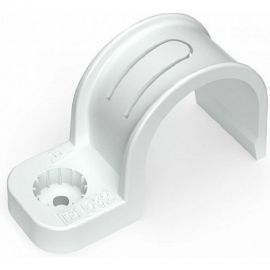 Пластиковая односторонняя крепеж-скоба для прямого монтажа Промрукав белая, в п/э, д 32, 25 шт PR13.0379 
