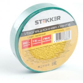 Изоляционная лента STEKKER intp01315-20 0,13x15 мм, 20 м, зеленая 39903 