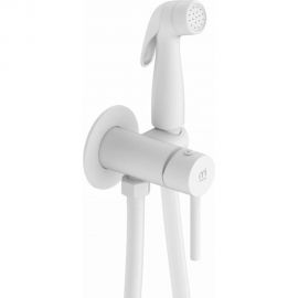 Встраиваемый смеситель с гигиеническим душем Milardo Tidy белый матовый 001WTR0M08 