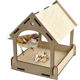 Деревянная модель для сборки PREZENT Кормушка садовая 2, 17x14.5x18 см КРМ-002 