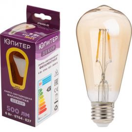 Светодиодная филаментная лампа ЮПИТЕР E27 ST64 6 Вт 3000К JP6006-01 