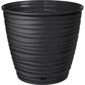 Горшок для цветов Idiland Saffron D 146 мм, 1.5 л, с поддоном, черный 221610130/02 