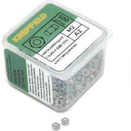 Гайка KREPFIELD нержавеющая, М2, DIN 934, А2, шестигранная, 500 шт. 934А2ГАЙКАМ2-500 