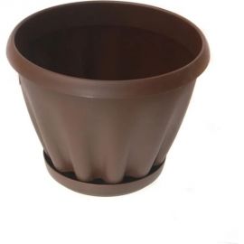 Горшок с поддоном Материя Пластика Знатный шоколадный, диам. 110 мм, 0.45 л 044167 