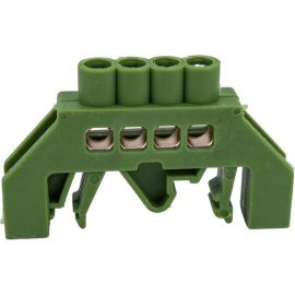 Шина PE земля в комбинированном зеленом изоляторе на DIN-рейку REXANT 6x9 мм 4 группы 11-2305 