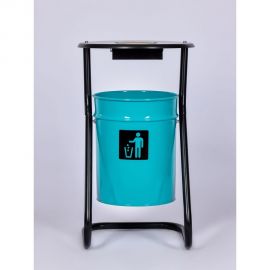 Металлическая уличная урна ПРОФМЕТСТИЛЬ бирюзовая, с пепельницей 604 