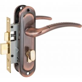 Врезной замок с ручкой Стандарт 132/50B AC (вертушка; старая медь) 4856 