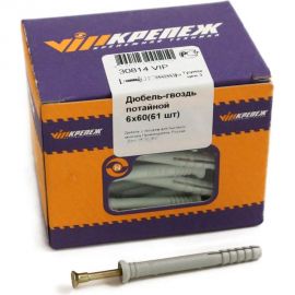 Дюбель-гвоздь VIPКрепеж потайной бортик 6х60 61 шт 30814 VIP 
