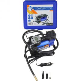 Компрессор Nova Bright АК-45, до 45 л/мин., 100 PSI, 12В, синий металлический корпус, пластиковый кейс, цифровой манометр, автостоп 36449 