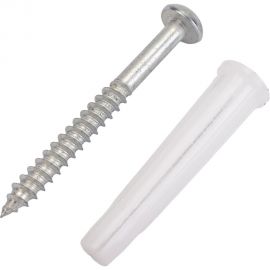 Набор Качественный КРЕПЕЖ белый дюбель 8х45 + шуруп 5х50 п/гол. оцинк. 35 шт 0300981 КЧ 