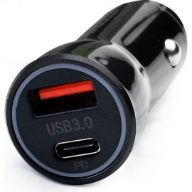 Автомобильный адаптер Ergolux Elx-ca01-c02 1usb+1type c, 12в, 5v/3а, led, черный, коробка 15106 