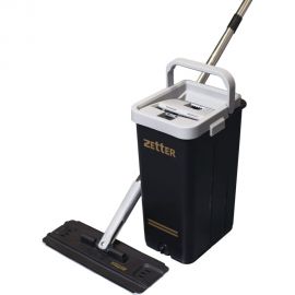 Швабра с отжимом и ведром ZETTER premium м (10 л) черное HOME202105-3-black 