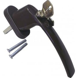 Оконная металлическая ручка с замком Дверной Страж w (коричневая) ДС42158 