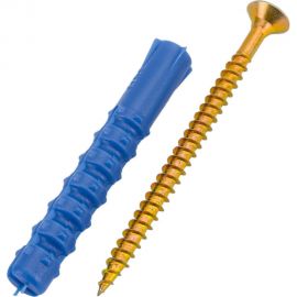 Набор для крепления ВИРТУОЗ дюбель 8x60 К, шуруп 5x70 потайная головка, желтый цинк, 50 шт. 550-00675 