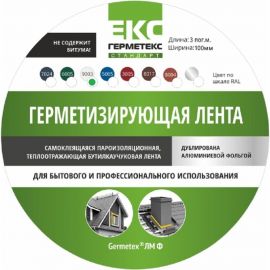 Бутиловая лента ООО «Торговый Дом «ТСМ» Герметекс 100 мм, 3 м, белый ral9003 0611027 