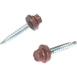 Кровельный саморез Стройметиз 4,8х28 оксидно-красный RAL 3009 уп. 60 шт. коробка с окном 2190014 