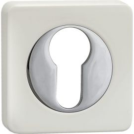 Квадратная накладка РЕНЦ на цилиндр белый/хром ET 02 W/CP 