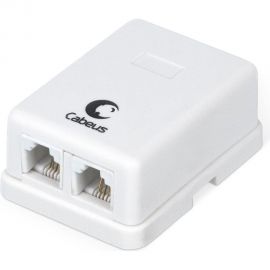 Двойная внешняя телефонная розетка RJ-12(6P4C) Cabeus белая WS-6P4C-TEL-2 