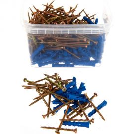 Набор крепления плинтусов Качественный КРЕПЕЖ дюбель ёж 5x30 180 шт 0501091 КЧ 