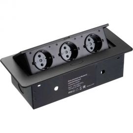 Выдвижная розетка Inrior выдвижной встраиваемый блок розеток, на 3 euro розетки, без проводки, черный TORO-01-20 