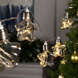 Нить Luazon ROSA 3 м, с насадками Лампочки звездочки 8 см, IP20, Н.С. LED-80-12V, 8 режимов, теплый белый 6929859 