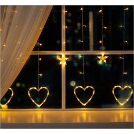 Бахрома Luazon DECOR Сердце, IP20, Ш2.4 м, В0.9 м, Н.С. LED-186-220V, 8 режимов, теплый белый 4356978 