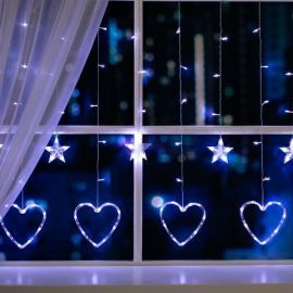 Бахрома Luazon DECOR Сердце, IP20, Ш2.4 м, В0.9 м, Н.С. LED-186-220V, 8 режимов, белый 4356977 
