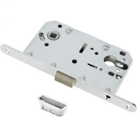 Магнитный замок под цилиндр RENZ (с пластиковой ответной планкой; хром блестящий; 1 шт) INLBM 5085 PL C 