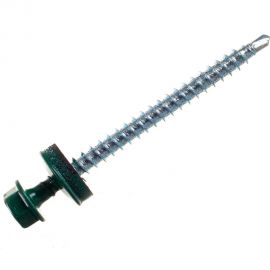 Саморезы Зубр для крепления кровельных материалов к деревянной обрешетке, цвет RAL 6005 зеленый насыщенный, оцинкованный, 4,8x60мм, 200шт 4-300315-48-060-6005 