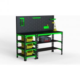 Металлический стол с боковыми полками и перфопанелью ООО Металекс 750x1200x600 мм SBF751260 