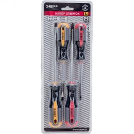 Набор отверток Ladina GREPP PH1х100 мм, PH2х100 мм, SL5х100 мм, SL6х150 мм, CrV, 3х комп. ручка, 4 шт. 201-024 